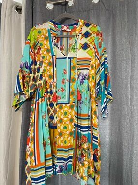 Johnny Was Floral Striped short dress Multicolor